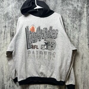 Vintage 80s Los Angeles Raiders Double Sided Hoodie Size Large Rare Logo 7